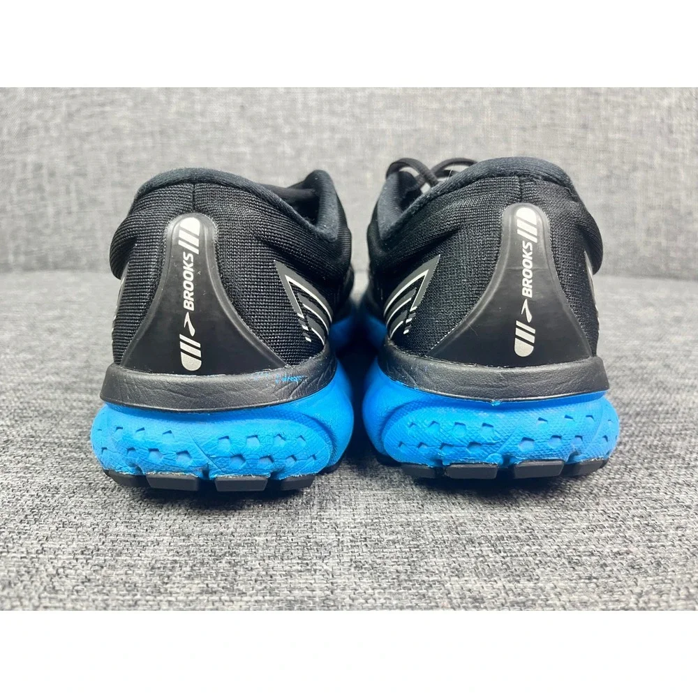 Brooks Ghost 13 Men Running Shoes Black Blue Silver Size 10.5 Sneakers Medium(D)